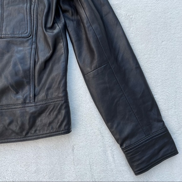 Lucky Brand Black Lamb Leather Moto Jacket Size Small - Picture 2 of 16